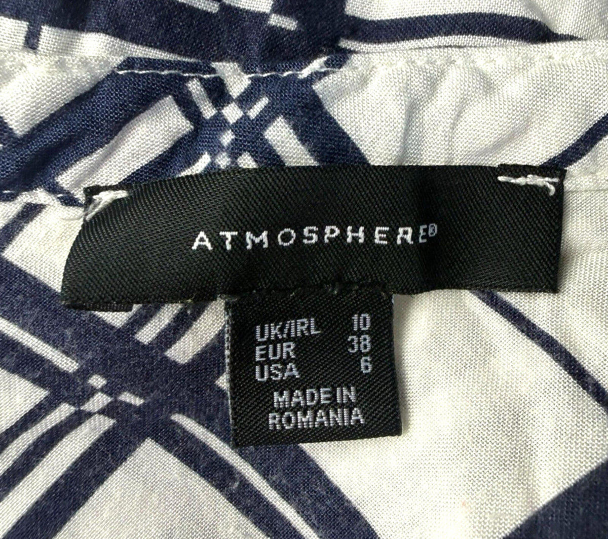 Atmosphere Plaid Shirt Blouse Women’s UK Size 10 Roll Tab Sleeve Check Pocket