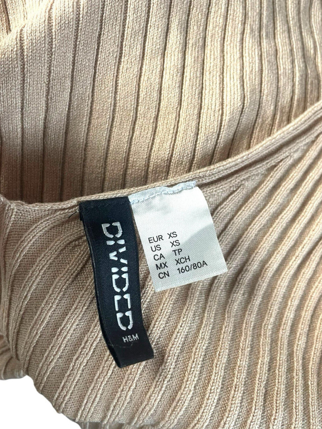 Divided Beige Tank Top Ribbed Stretch Women's UK Size XS