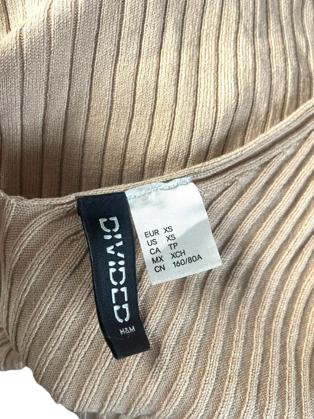 Divided Beige Tank Top Ribbed Stretch Women's UK Size XS
