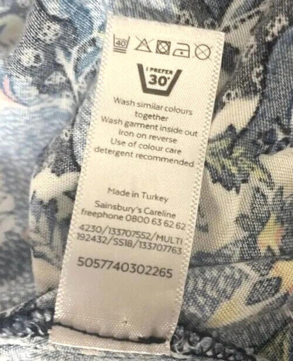 TU Floral Print Midi Dress Women's UK Size 10 Blue Long Bell Sleeve V-Neckline