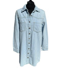 Denim & Co. Light Denim Shirt Jacket Shacket Collared Long Women's UK Size 12