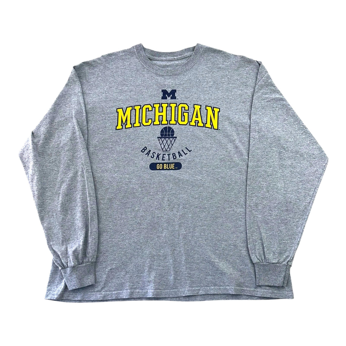 Michigan T-Shirt Men's UK Size L Grey Long Sleeve Jersey Crew Neck Lightweight