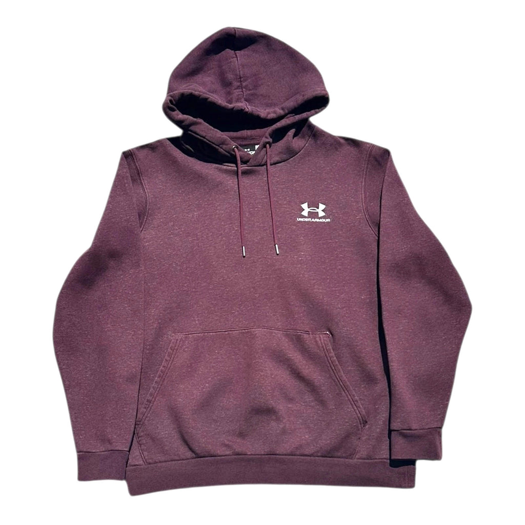 Under Armour Hoodie Men's UK Size S Burgundy Red Long Sleeve Pocket 100% Cotton