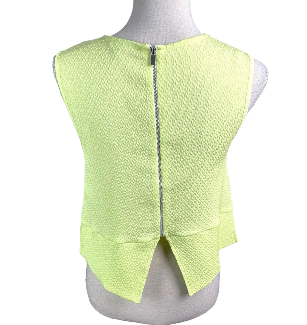 River Island Yellow River Island Neon Yellow Tank Top Cropped Textured Women's UK Size 12