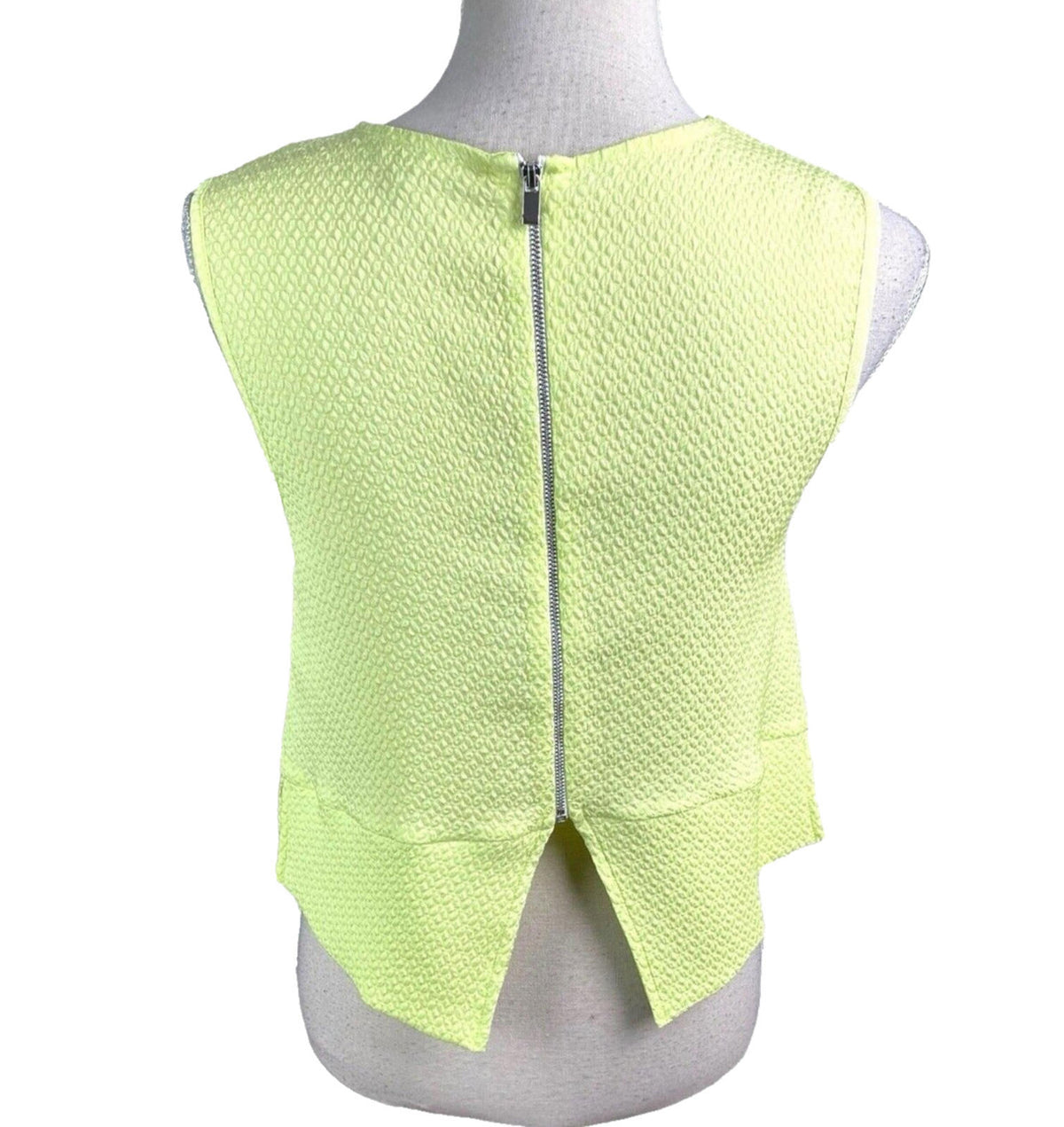River Island Yellow River Island Neon Yellow Tank Top Cropped Textured Women's UK Size 12