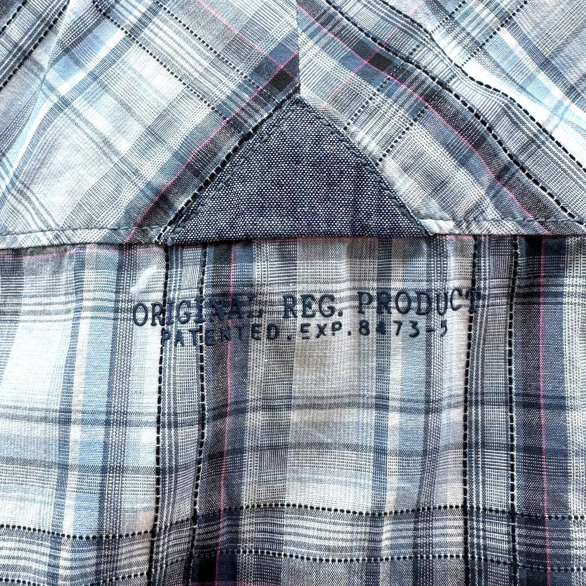 Next Plaid Snap Shirt Men's UK Size XL Long Sleeve Western Blue & White Check