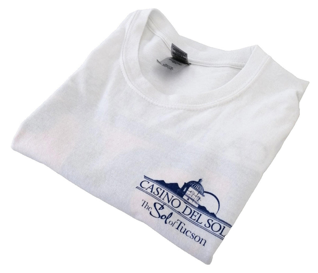 Gildan White Graphic Print T-Shirt Men's US Size L White Crew Neck 100% Cotton