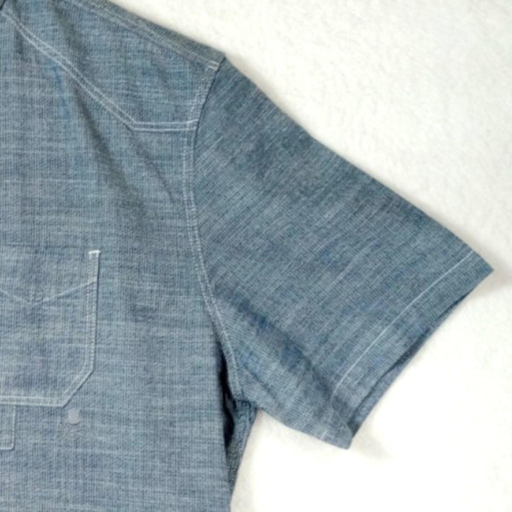 Label Lab Chambray Shirt Men's UK Size Medium Blue Short Sleeve Pocket