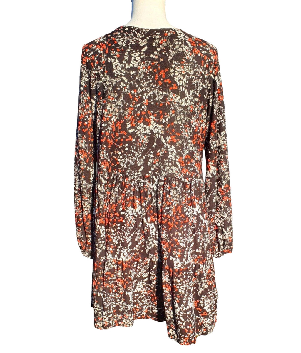 NEXT Floral Print Viscose Dress Women's UK Size Medium M Long Sleeve Slip Jersey
