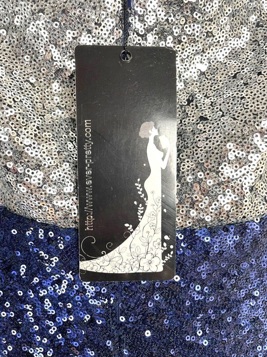 Ever-Pretty Navy Dress Women's UK Size 18 Blue Sequin Strapless Occasion Sparkle