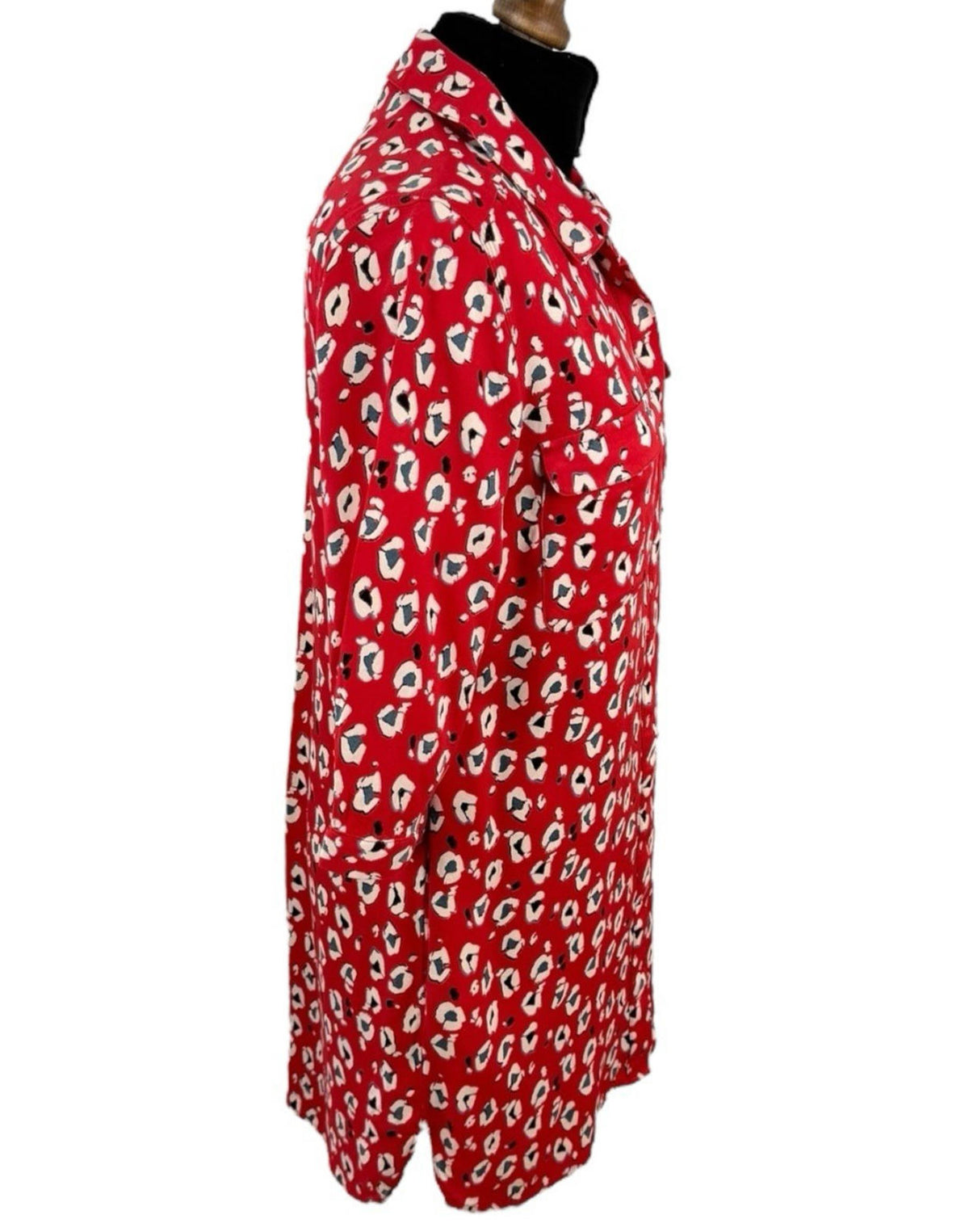 Next Red Next Petite Red Shirt Blouse Animal Print Women's UK Size 12 PETITE