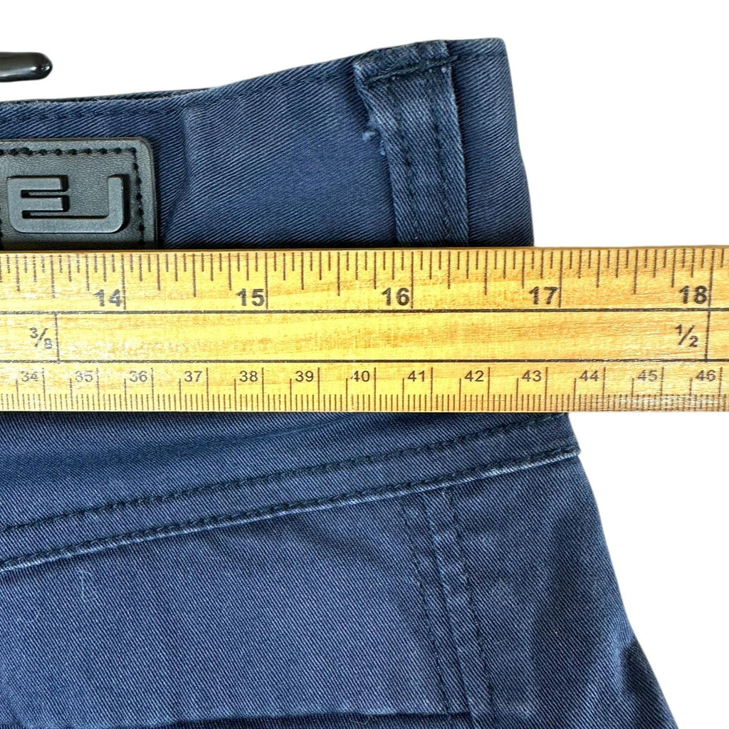 EJ Denim Shorts Men's UK Size 34 W Navy Blue Embroidered Logo Denim Button Up