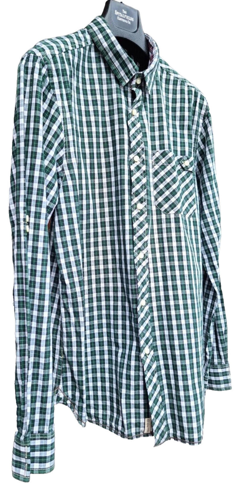 Burton Shirt Green Check Long Sleeve 100% Cotton Men's UK Size M Medium