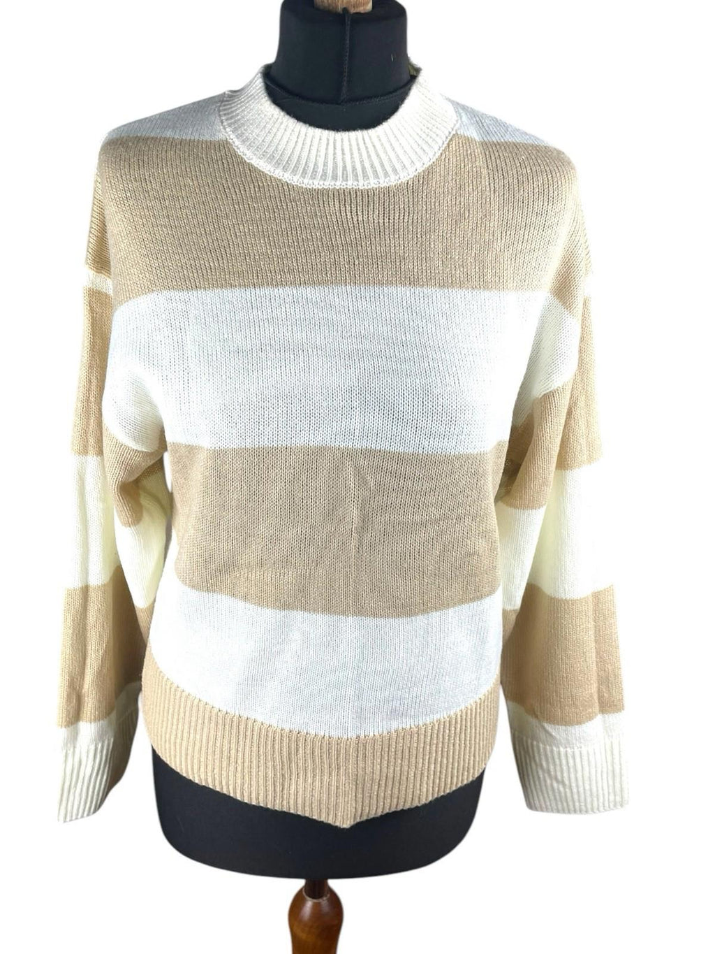 Divided Beige Stripe Jumper Relaxed Fit Women’s UK Size XS