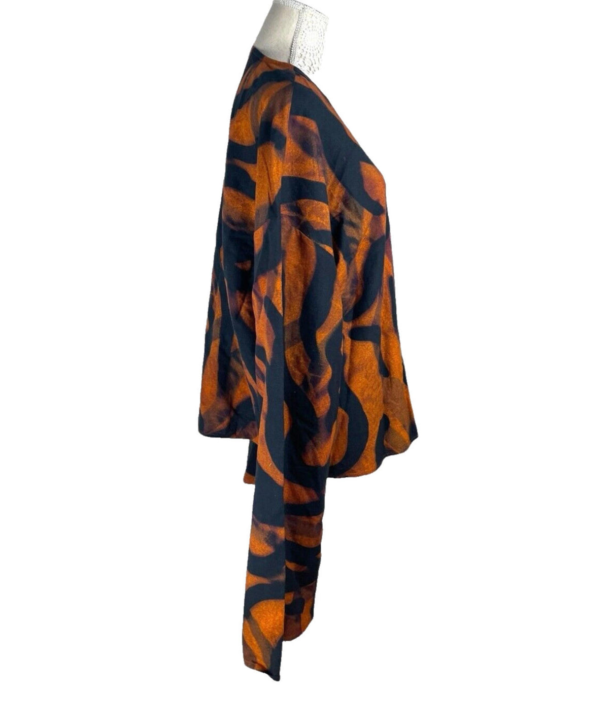 Windeson Open Jacket Orange & Black Lightweight Flared Sleeve Women's UK Size 16