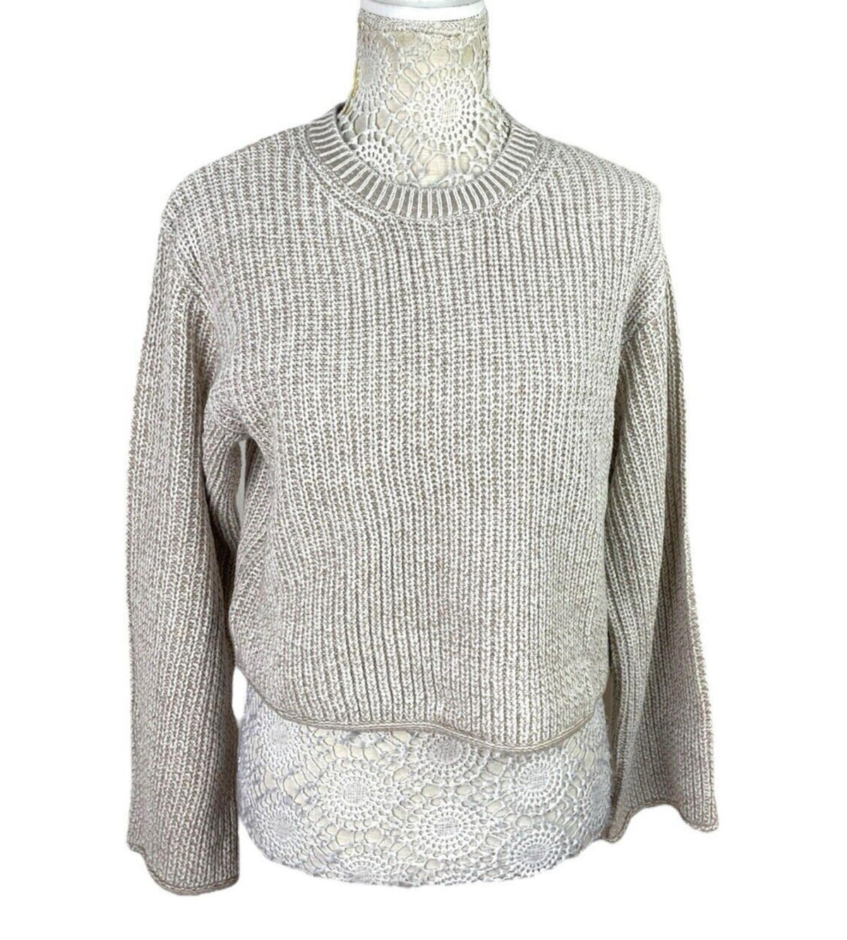 H&M Beige Knit Sweater Long Sleeve Relaxed Fit Women's UK Size XS