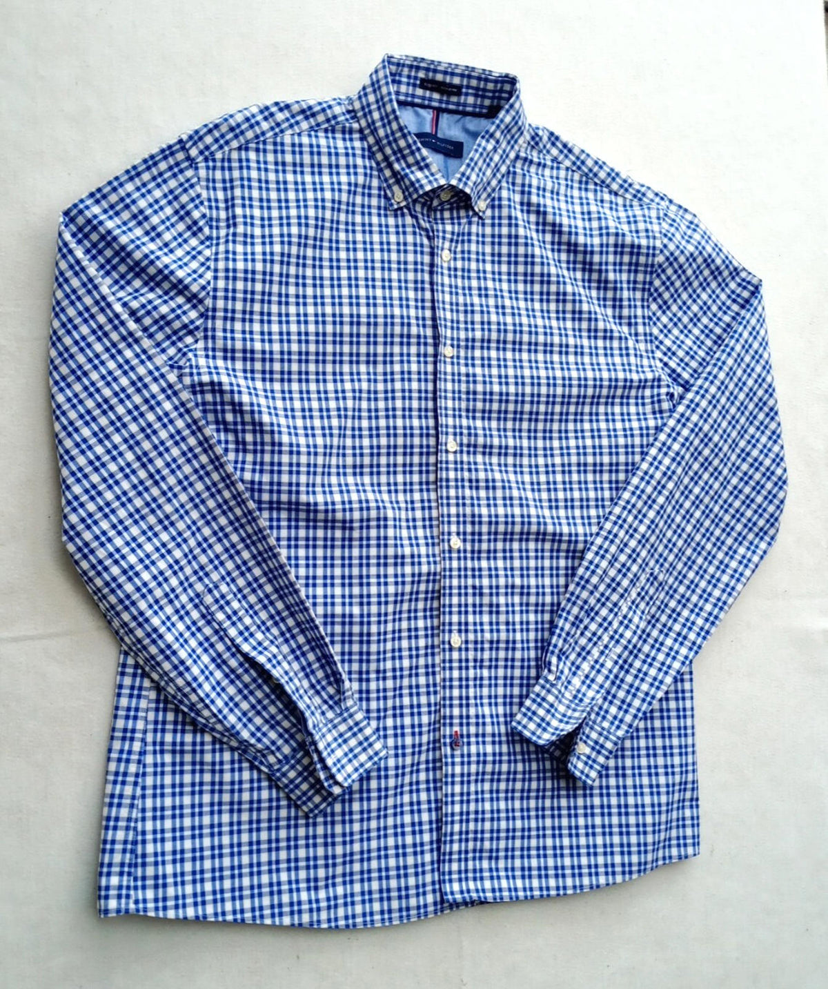 Tommy Hilfiger Shirt Men's UK Size M Blue Check Long Sleeve Pockets