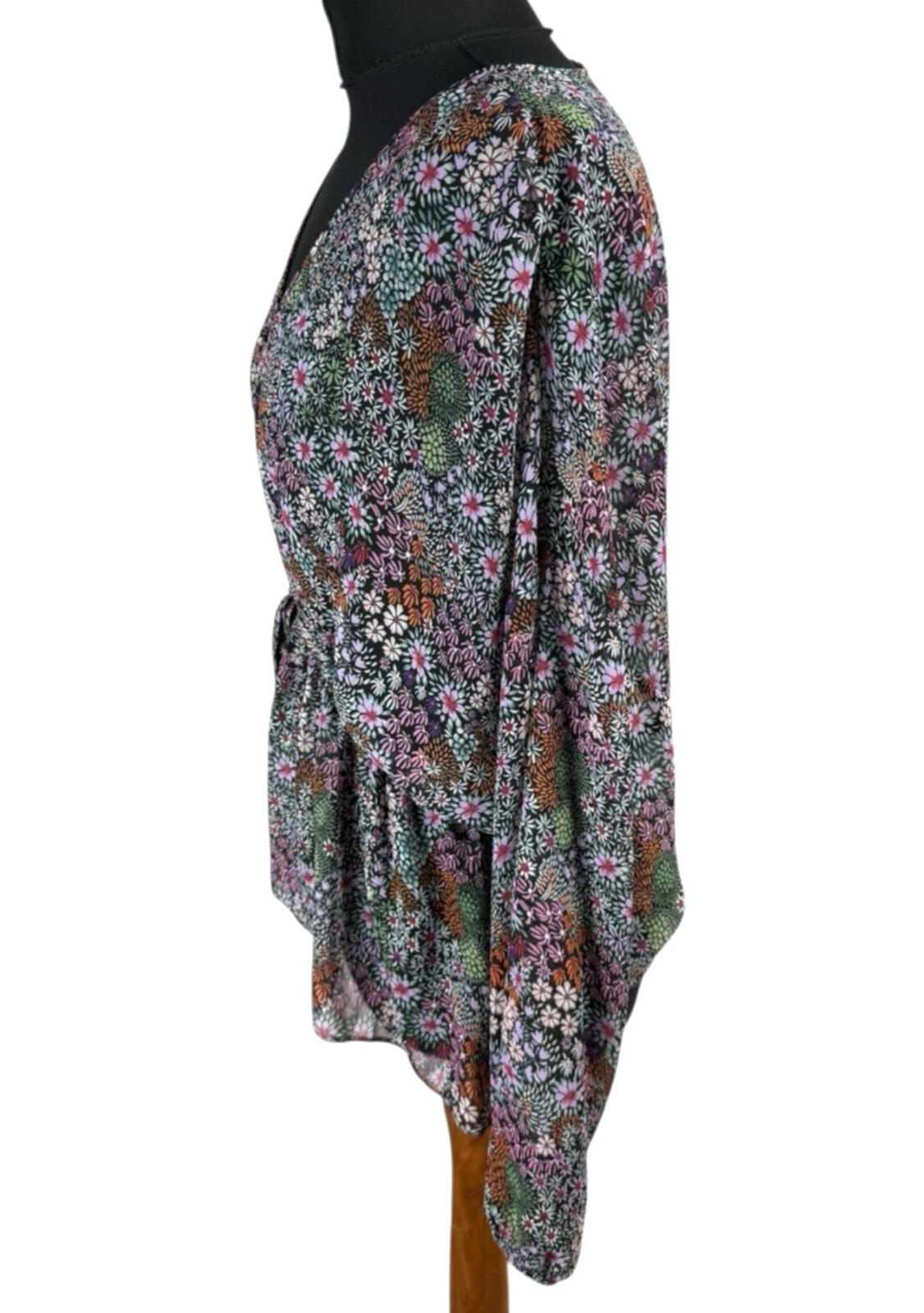 George Black George Floral chiffon Blouse Women's UK Size Multicolour Long Sleeve Semi Sheer