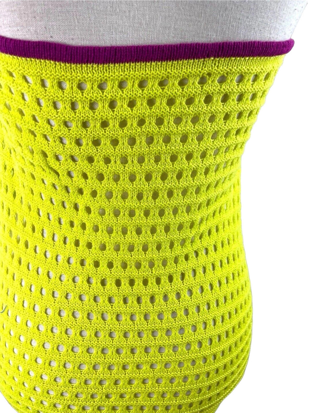 Strapless Crochet Maxi Dress Women’s UK Size 8 Lime Green High Cut Out Side Slit
