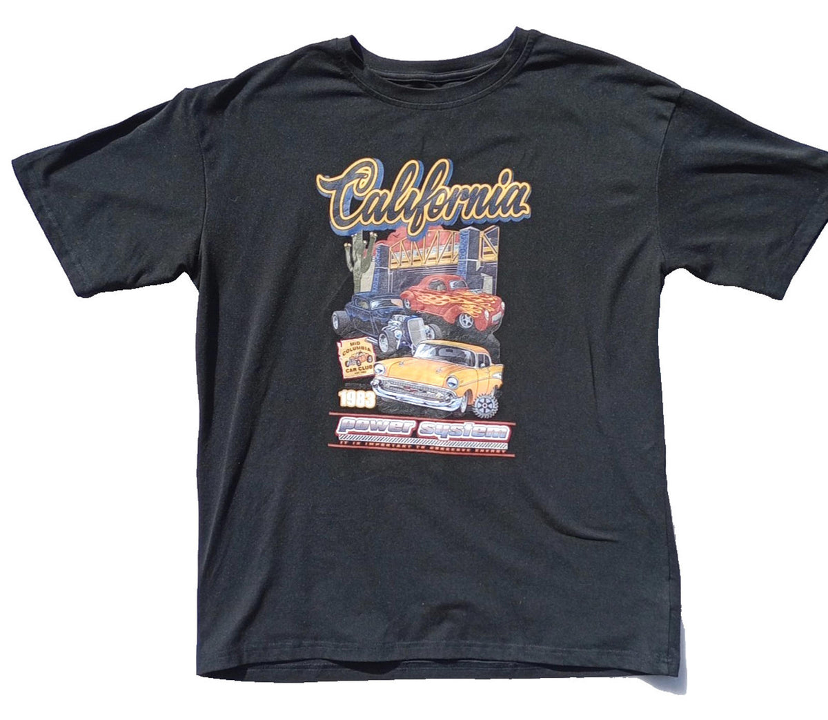 SHEIN Black California Graphic Print T-Shirt Men's UK Size S Black Crew Neck 100% Cotton