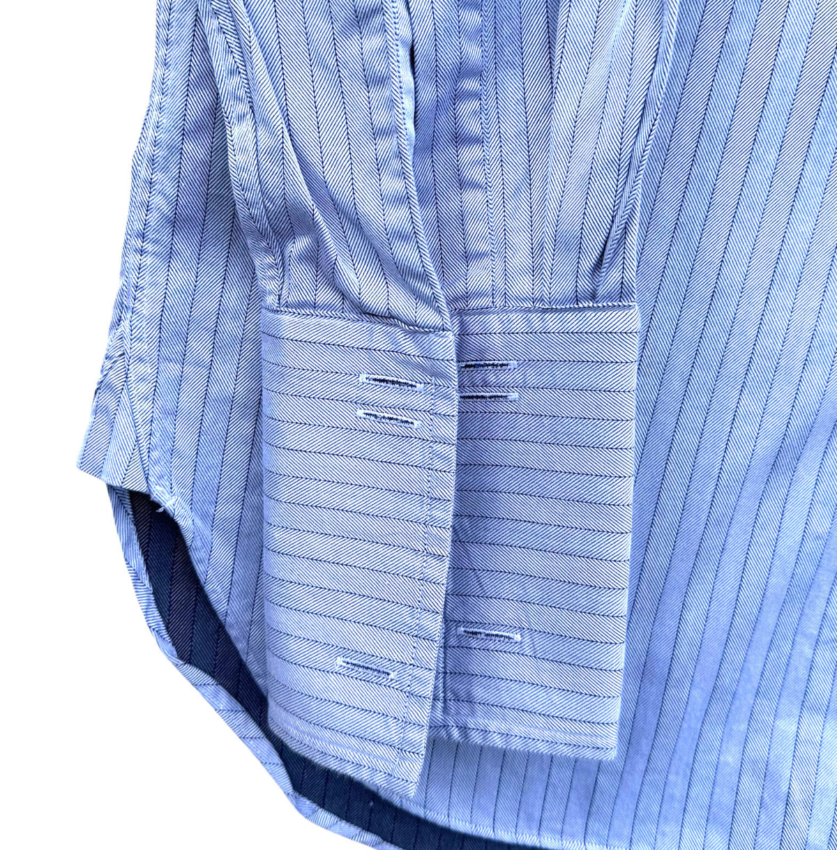 Charles Tyrwhitt Shirt Long Sleeve Striped 100% Cotton Blue Men's UK Size Large