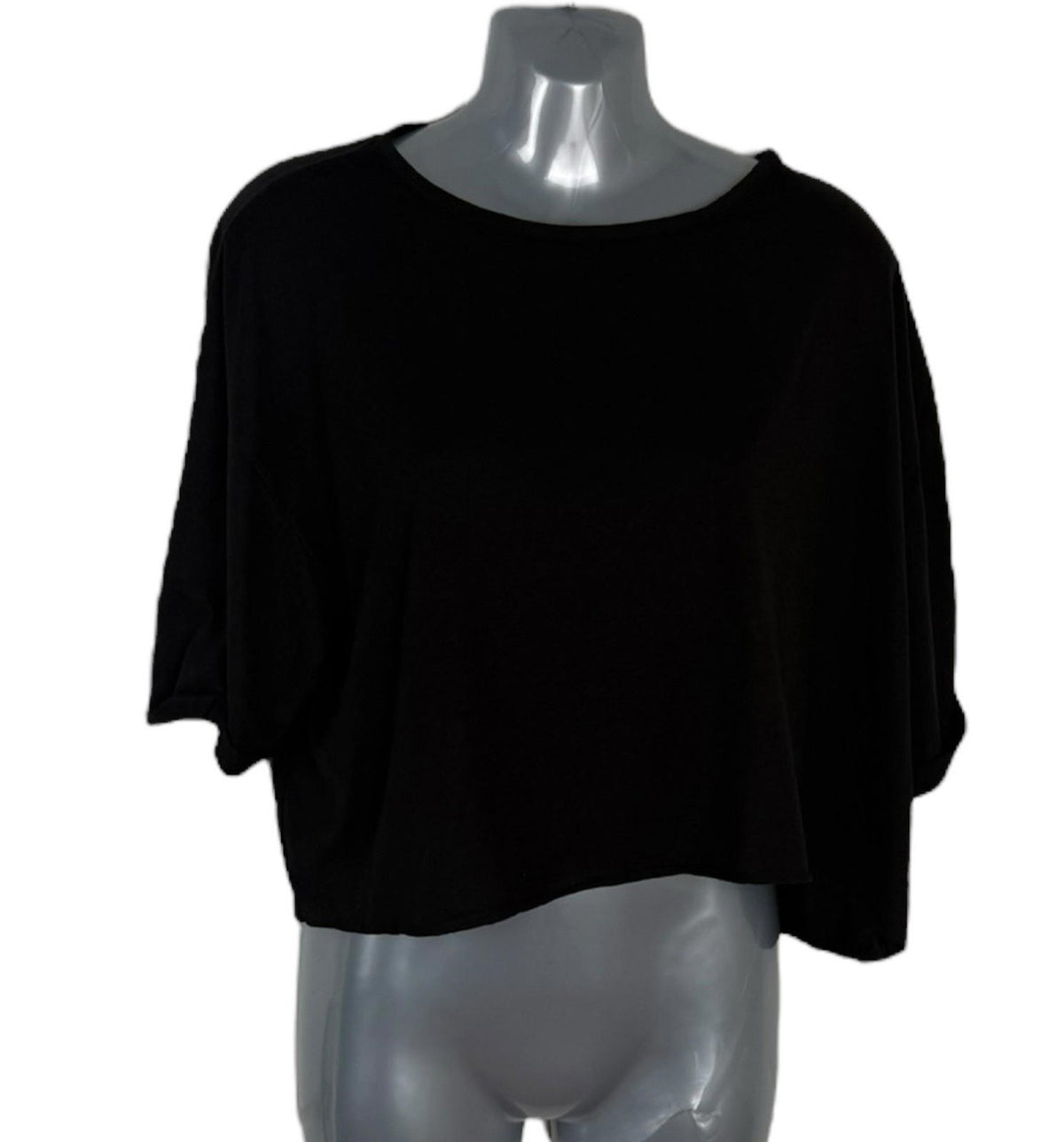 Black Cropped T-Shirt Relaxed Fit Women’s UK Size S