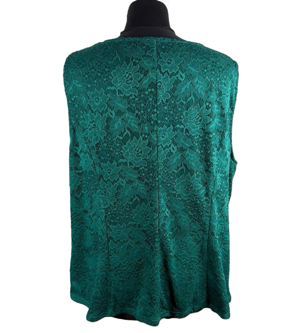 Hanna Nikole Green 2 Piece Blouse Jacket Set Lace Sequin Women's UK Size 22