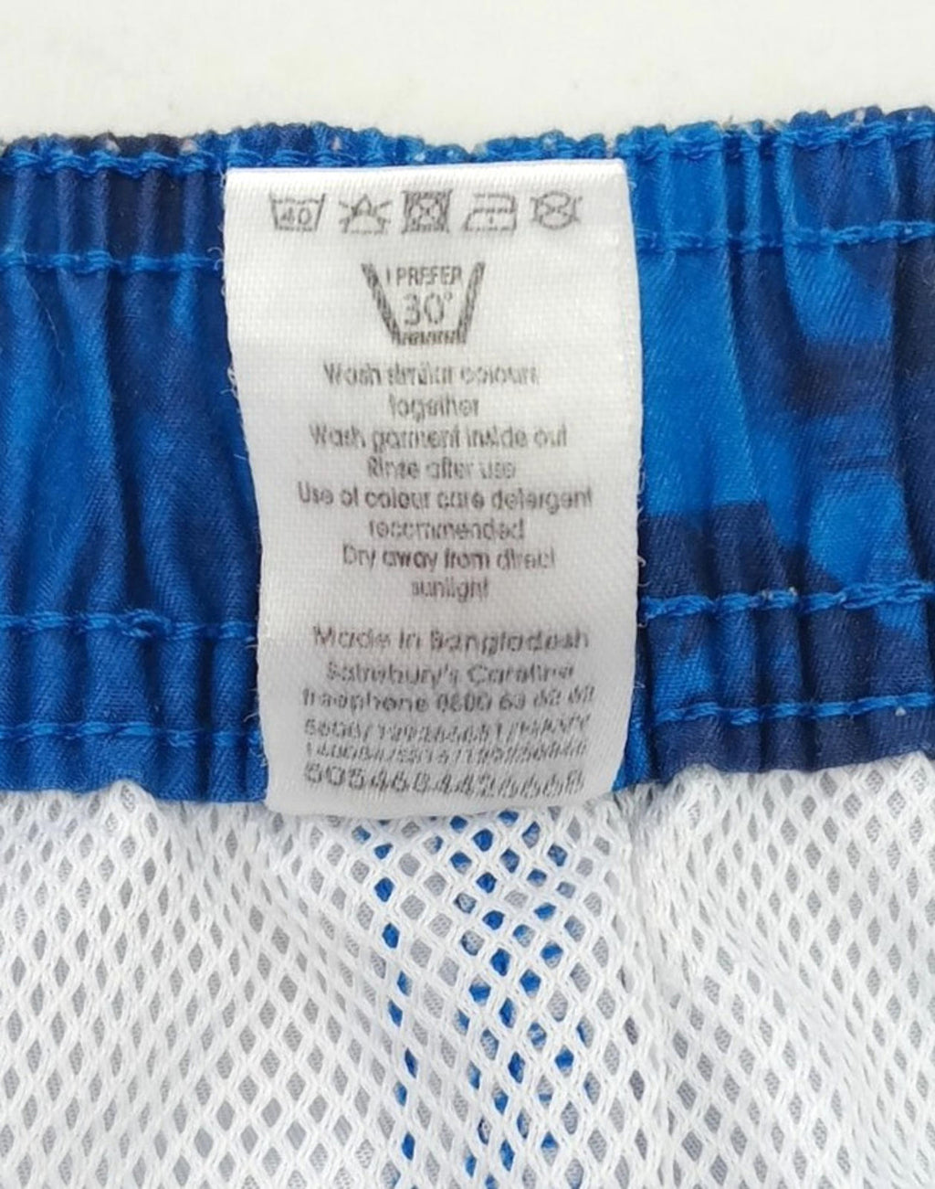 Tu Blue Palm Tree Swim Shorts Men's UK Size L Blue Pockets Drawstring Hawaiian Print