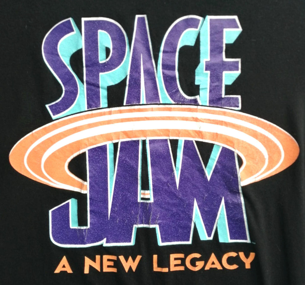 Space Jam Black Space Jam Graphic Print T-Shirt Men's Size S/P Black 100% Cotton