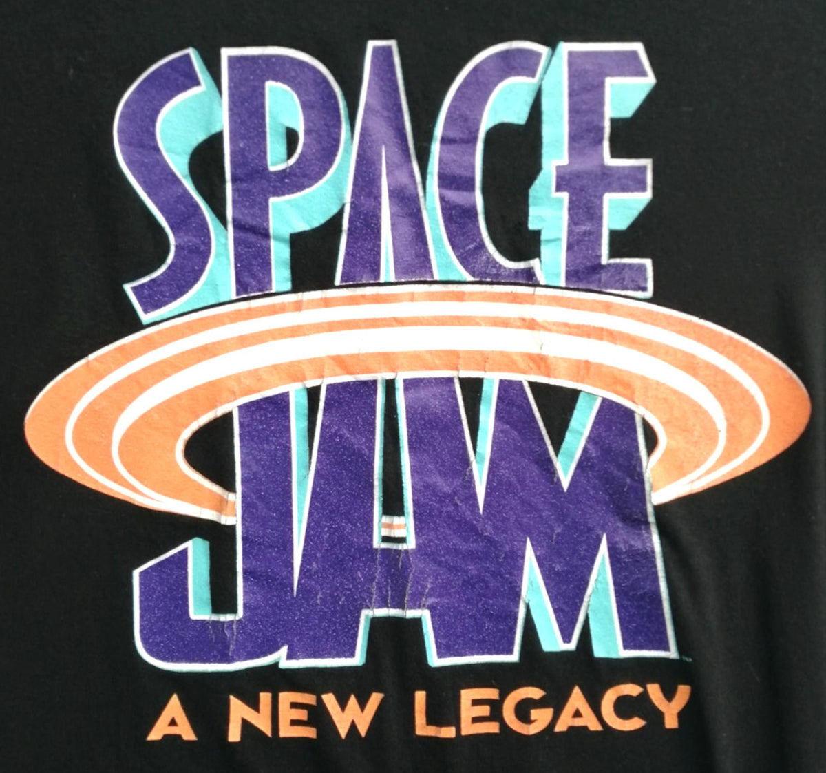 Space Jam Black Space Jam Graphic Print T-Shirt Men's Size S/P Black 100% Cotton