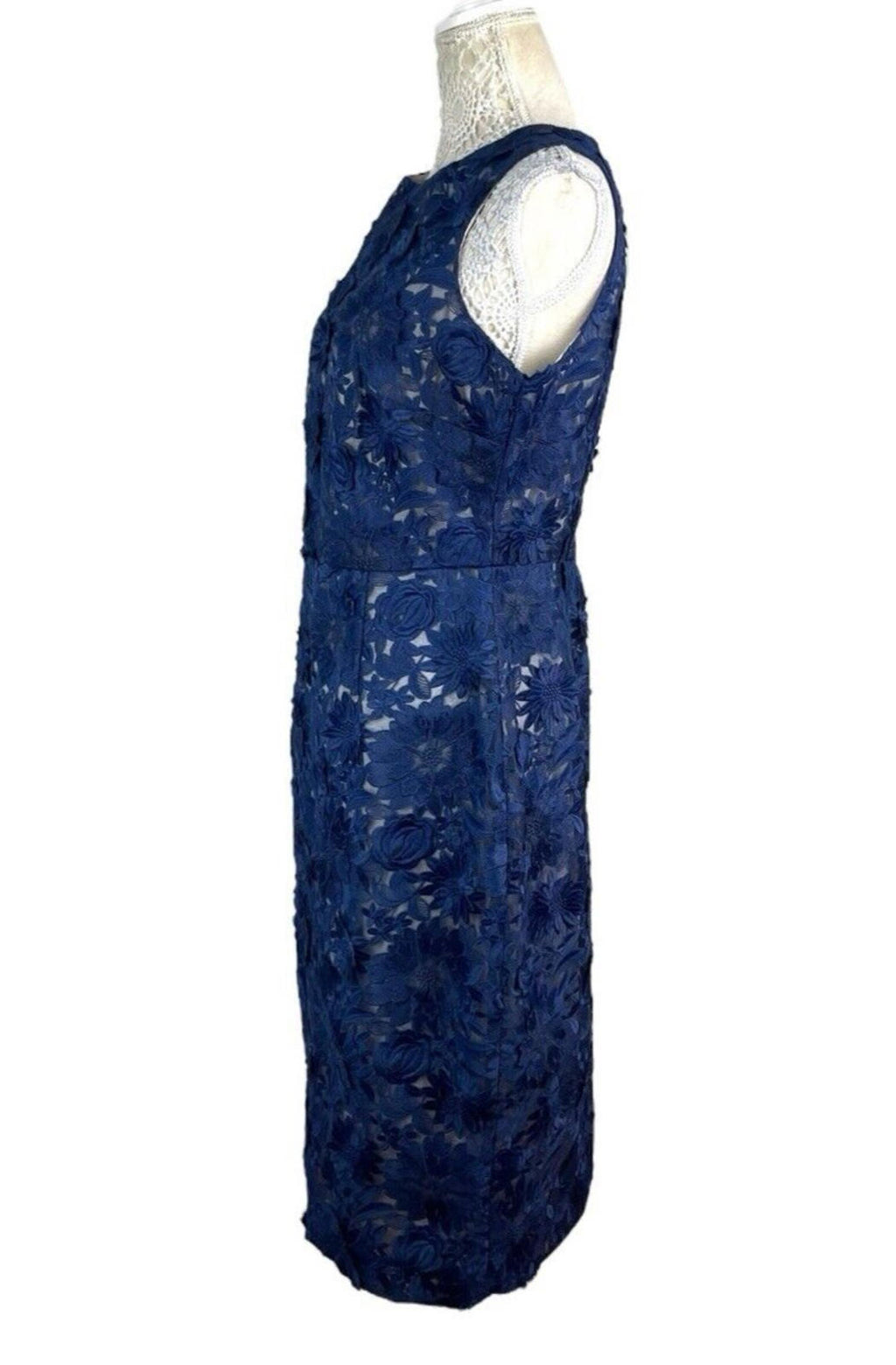 Coast Philippa Navy Blue Lace Formal Dress Midi Women's UK Size 14