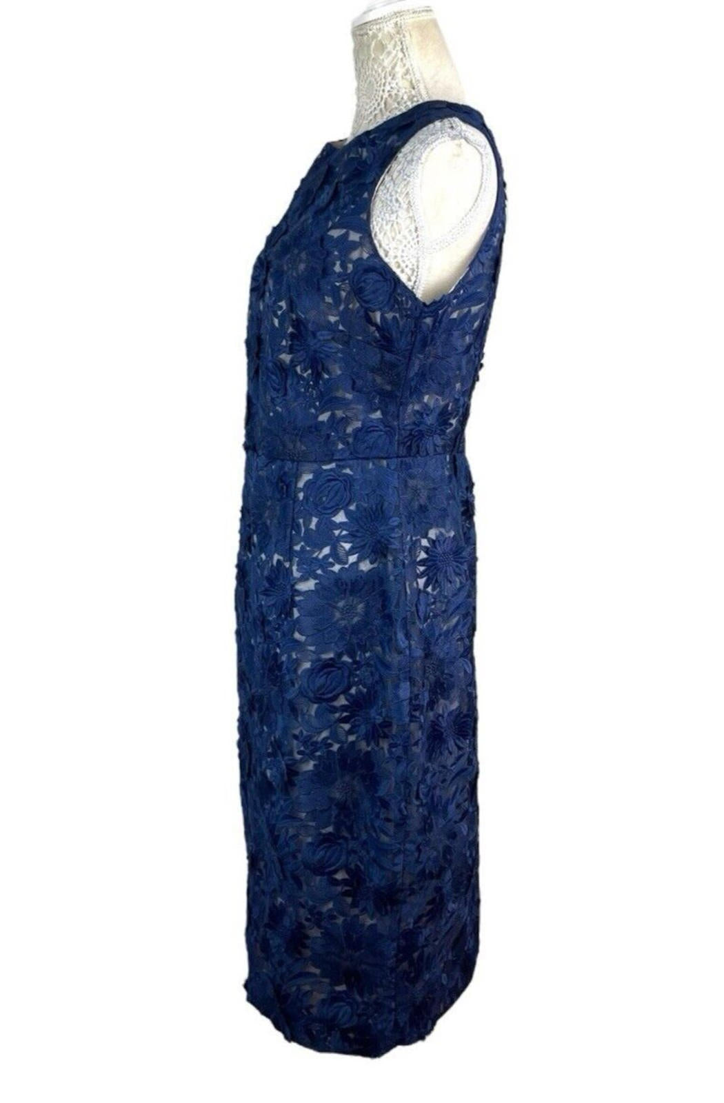 Coast Philippa Navy Blue Lace Formal Dress Midi Women's UK Size 14