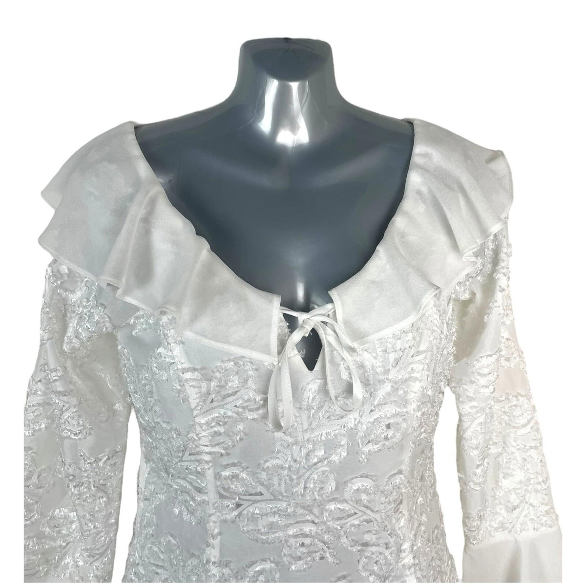 China Base White Frill Textured Blouse Top Women's UK Size 8
