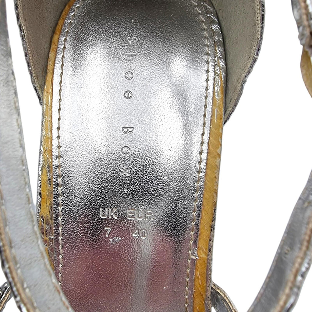 Shoe Box Silver Embellished High Heel Sandals Women's UK Size 7