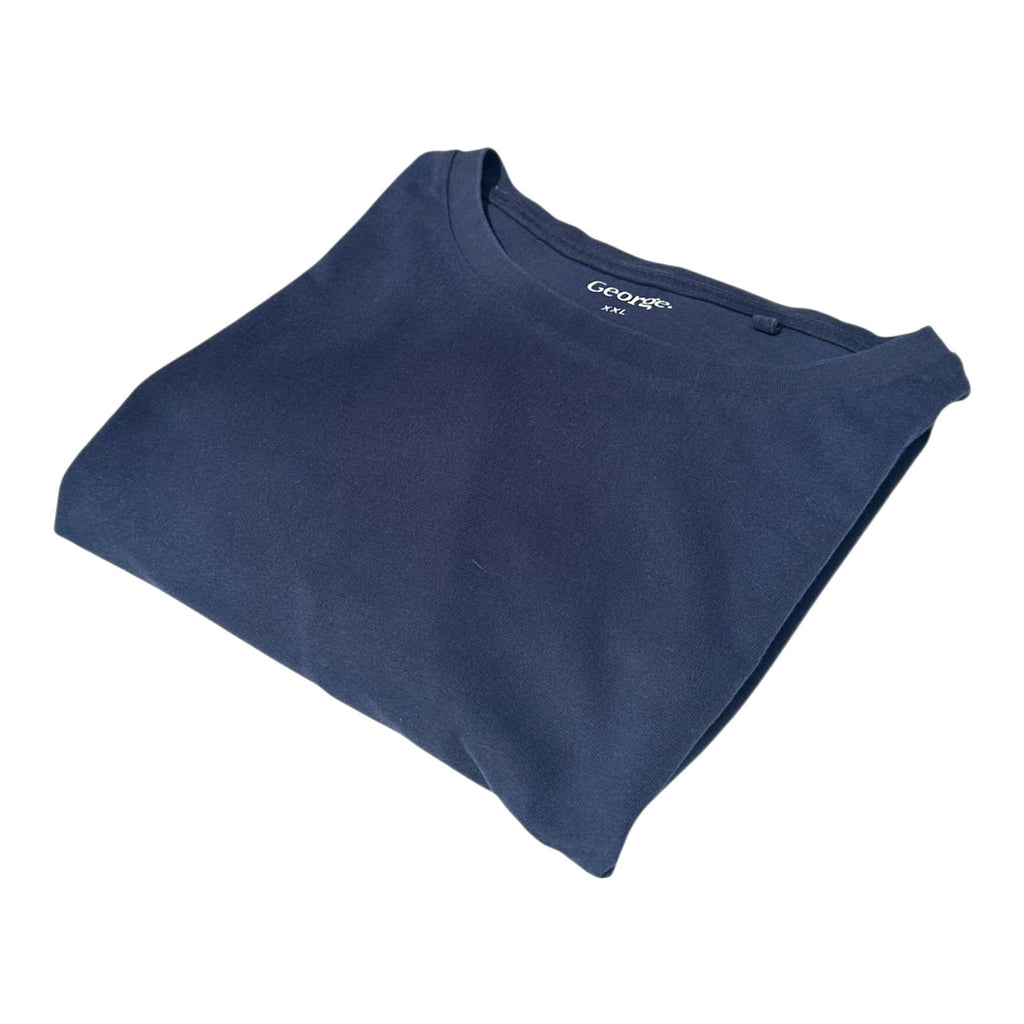 George T-Shirt Men's UK Size 2XL Navy Blue Short Sleeve Crew Neck 100% Cotton