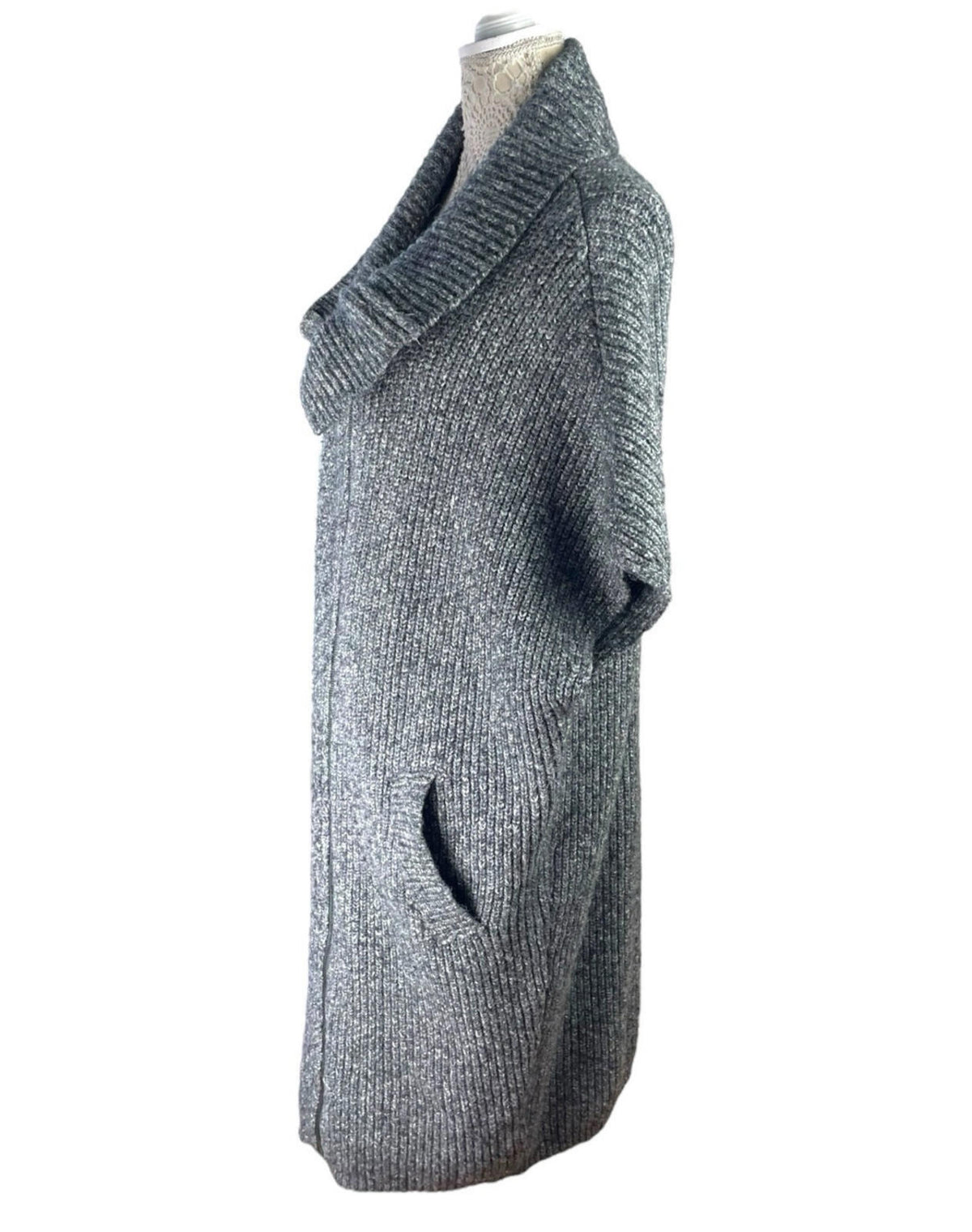 Tu Mystery Jane Grey Sleeveless Cardigan Ribbed Women's UK Size M