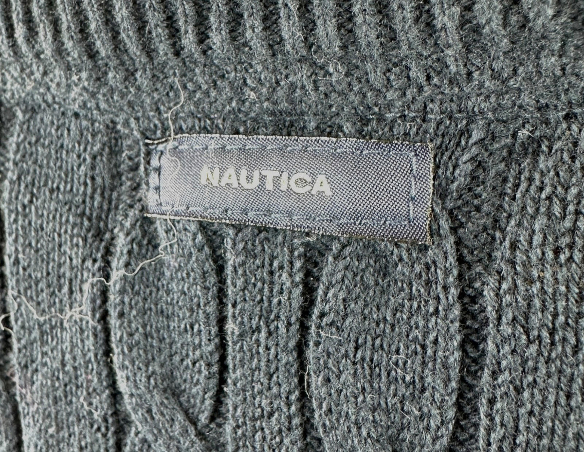 Nautica Knit Jumper Men's UK Size XL Navy Blue 100% Cotton Long Sleeve Crew Neck