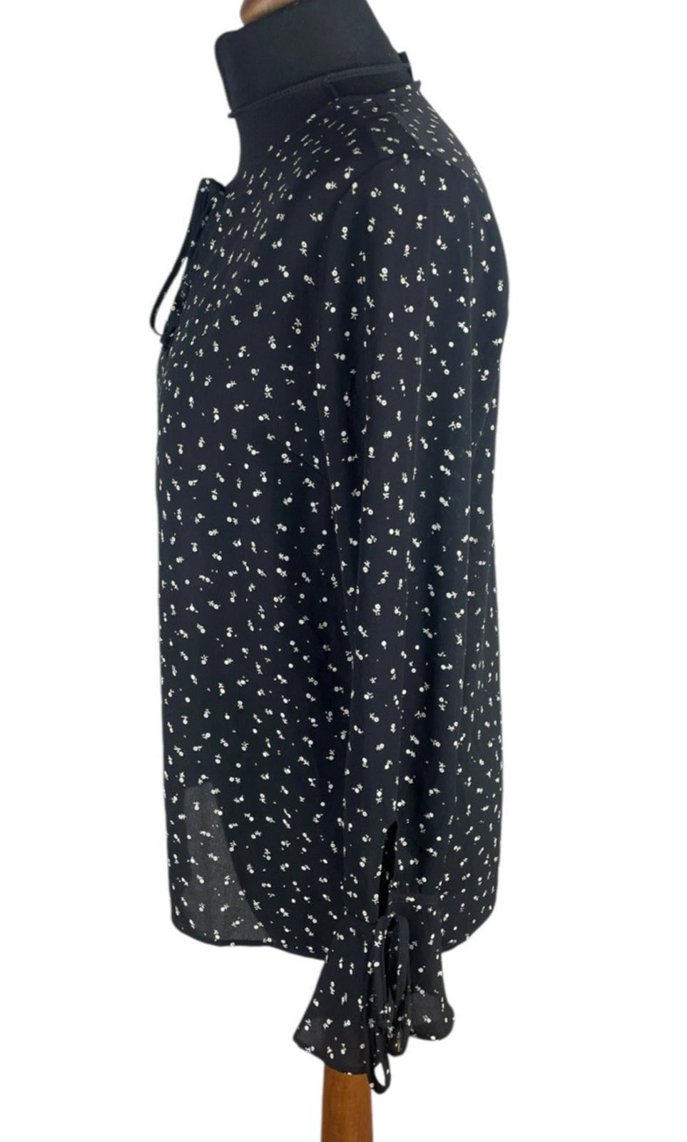 Lumiere Black Floral Blouse Long Sleeve Women's UK Size S