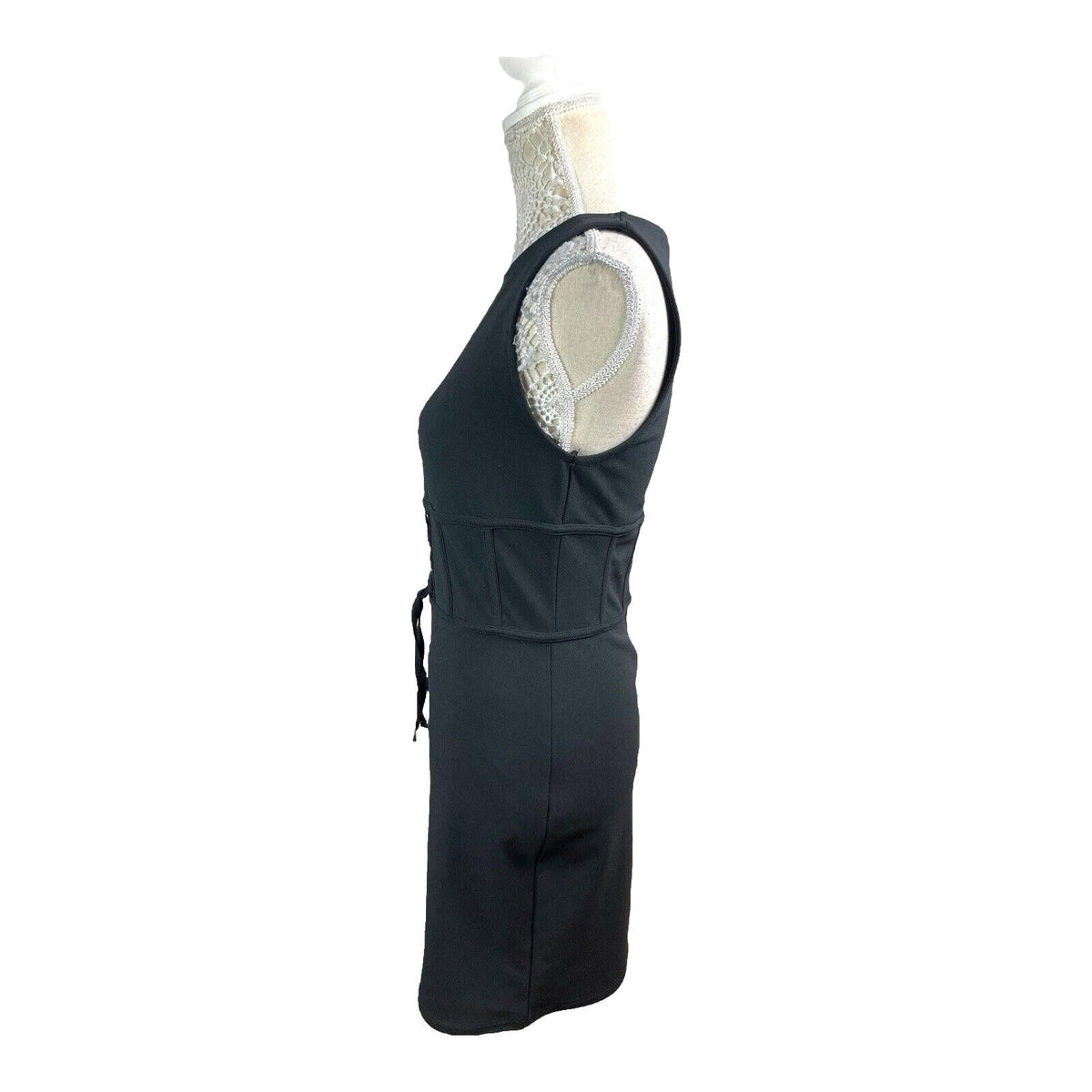 River Island Black Mini Dress Bodycon Corset Waist Women's UK Size 12