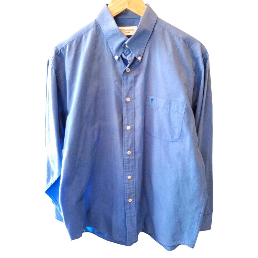 YSL LightBlue YvesSaintLaurent Blue Shirt Long Sleeve Men's UK Size XL 46" Chest 16" Collar