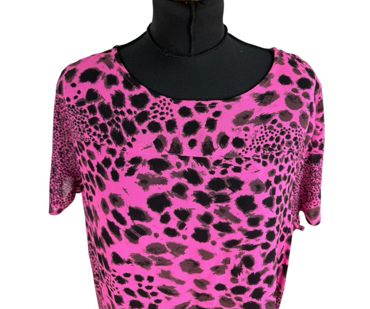 Next Pink Next Chiffon Top Sheer Leopard Print Pink Lightweight Women's UK Size 14