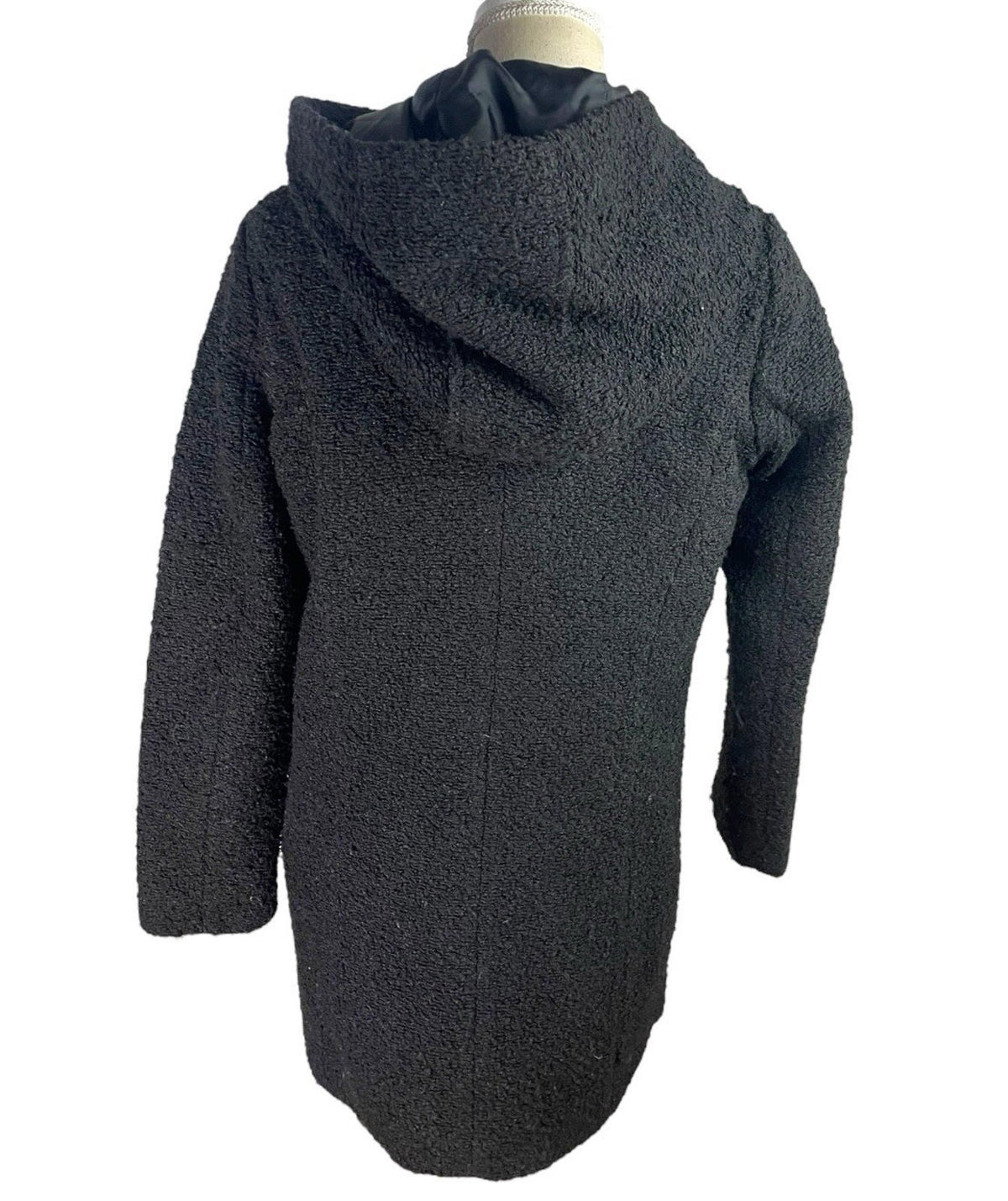 Primark Black Teddy Fleece Coat Mid Length Hooded Women's UK Size 14