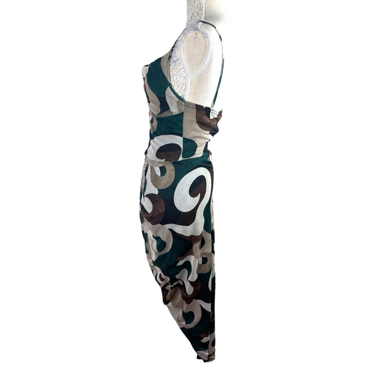 Pretty Little Thing Swirl Print Midi Dress Women's UK Size 10 Abstract Camisole