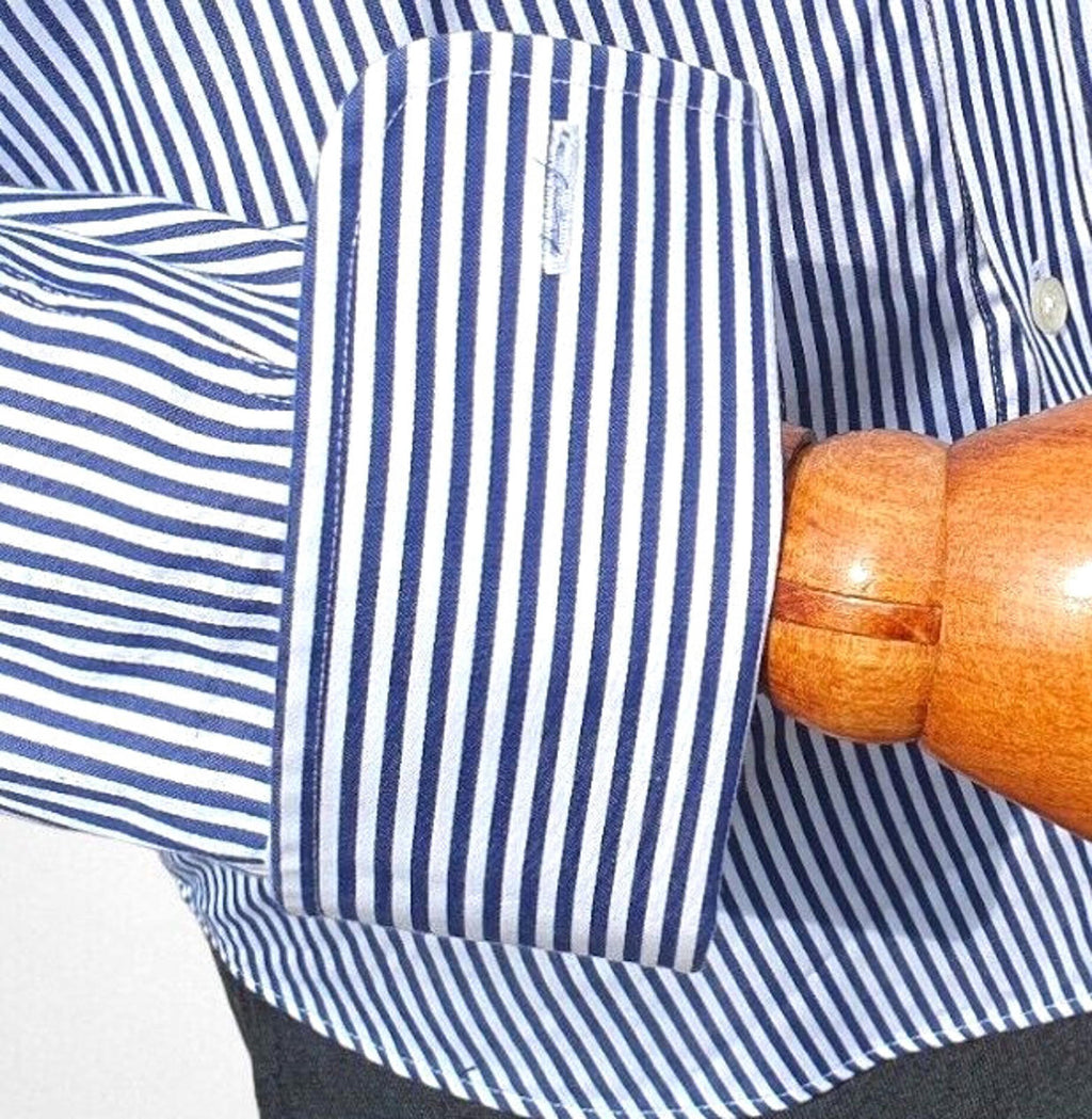 Jasper Conran Shirt Blue & White Stripe 100% Cotton Men's 38" Chest 15" Collar