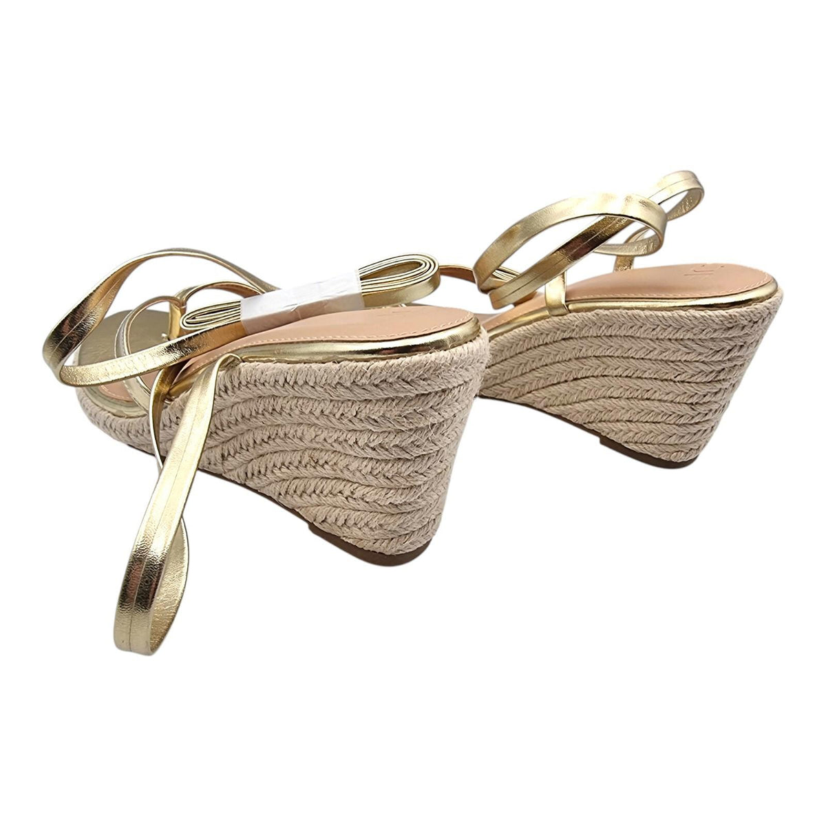 JustFab Gold JUSTFAB Ambretta Wrap Wedge Sandals Shoes Gold Women's UK Size 9