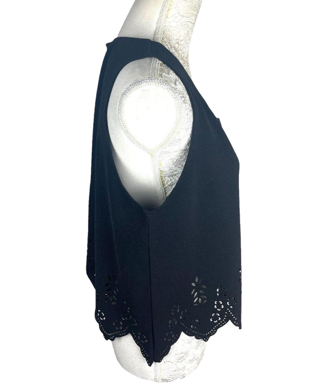 Select Black Select Crop Top Black Laser Cut Scallop Trim Women's UK Size 14