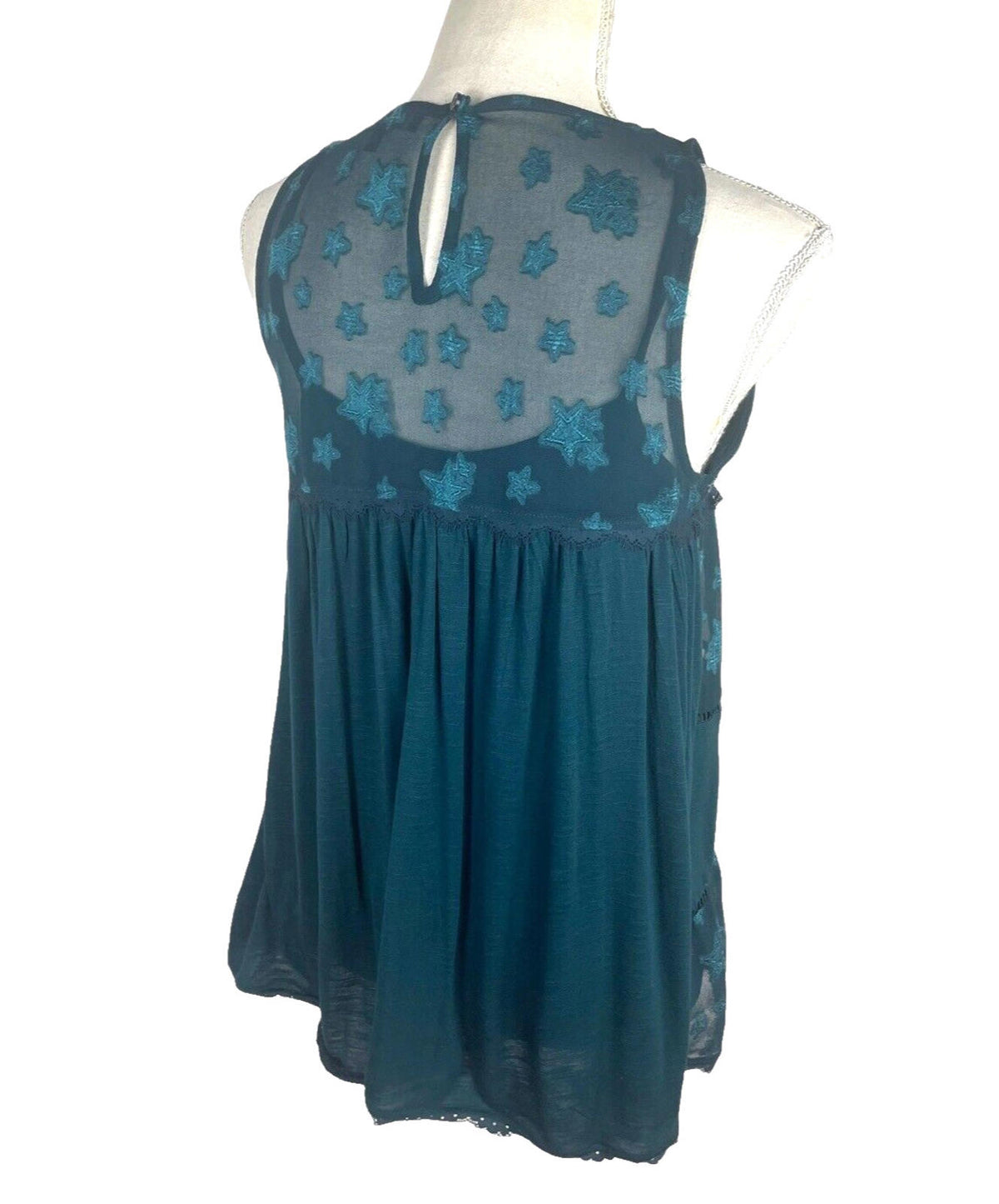 Next Turquoise Next Starscene Tunic Top  Women's UK Size 10 Chiffon Layered Embellished Sparkle