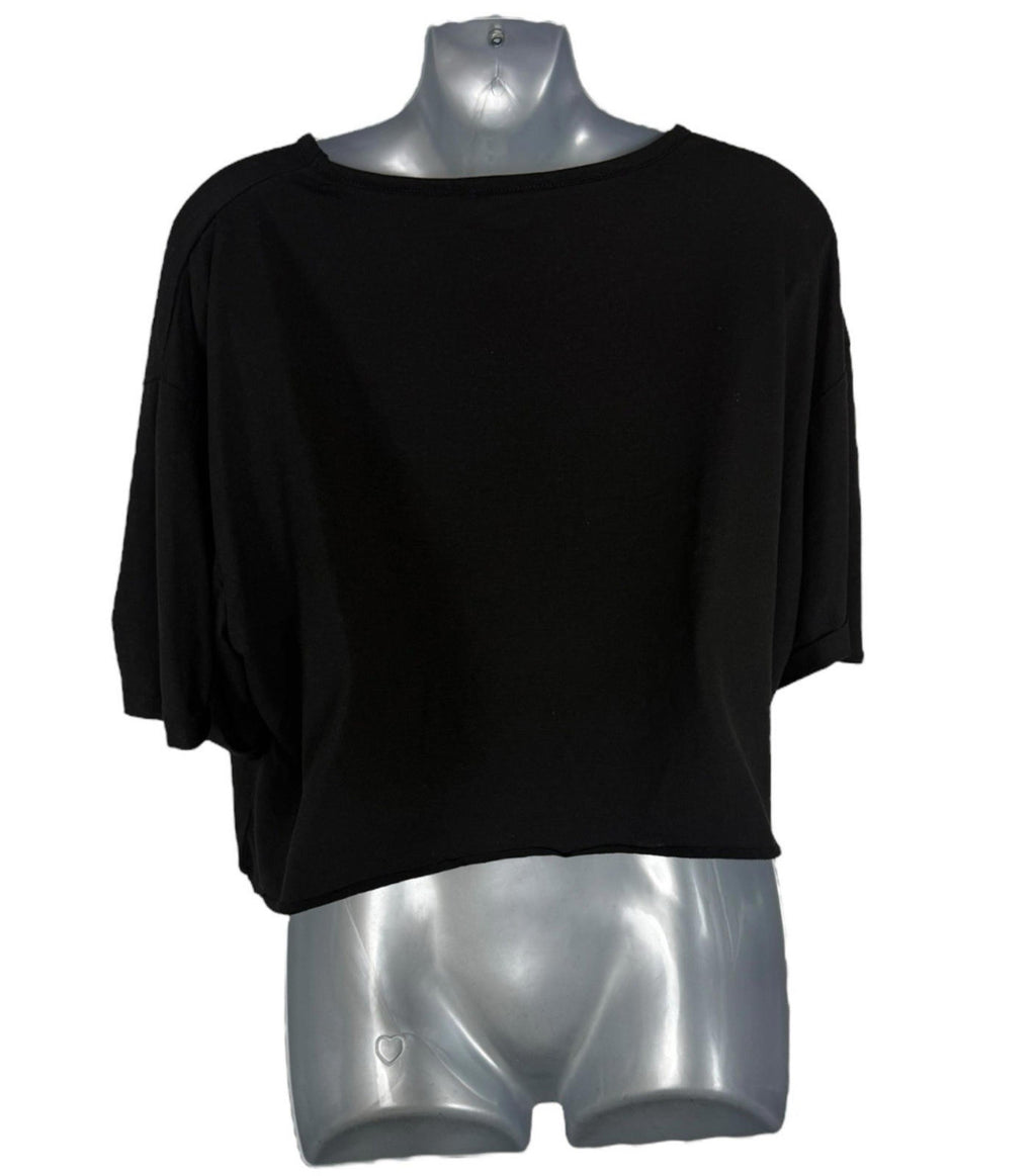 Black Cropped T-Shirt Relaxed Fit Women’s UK Size S