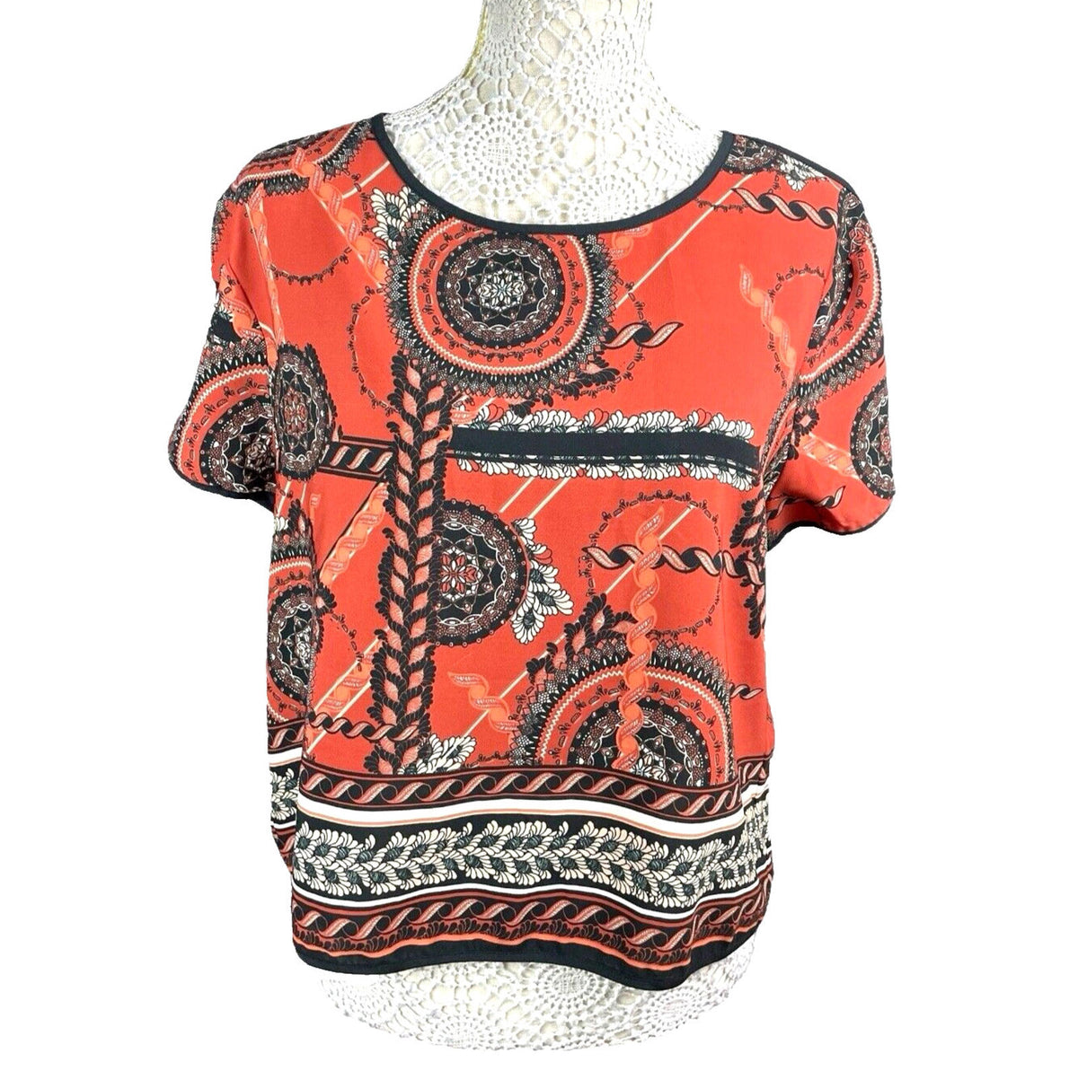 River Island Burnt Orange T-shirt Top Cropped Women's UK Size 12
