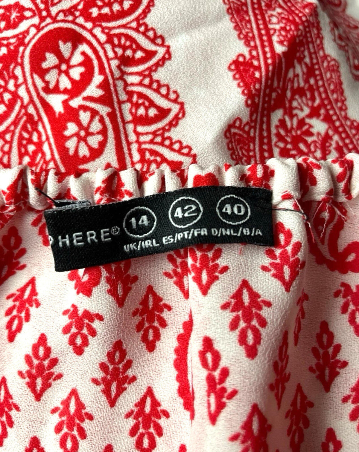 Atmosphere Blouse Off Shoulder Top Women's UK Size 14 Paisley Print White Red